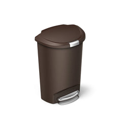 50L semi-round plastic pedal bin - mocha - main image