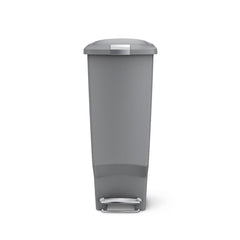 40L slim plastic pedal bin - grey - front view image