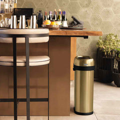 50L slim open bin - brass stainless steel - lifestyle in restaurant