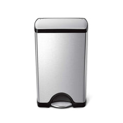 38L rectangular pedal bin - brushed finish - front main image