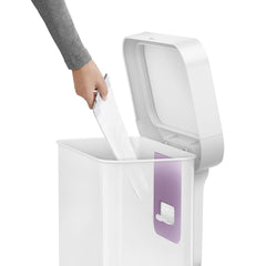 45L rectangular pedal bin with liner pocket - white finish - liner pocket image