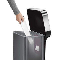 45L rectangular pedal bin with liner pocket - black finish - liner pocket image