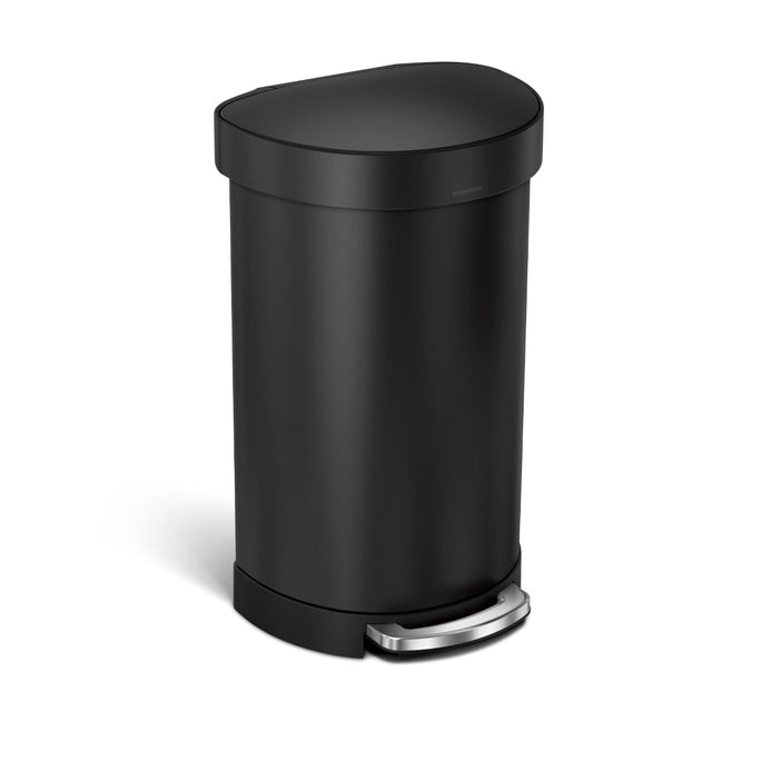 45 litre, semi-round pedal bin with liner rim